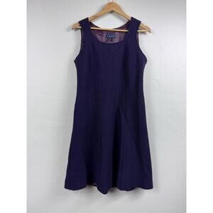 KAWA 100% Wool Dark Purple Women's 8 A-line Dress Holiday Dark Academia Classic